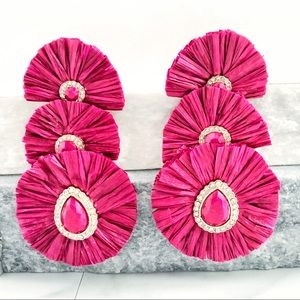 Anna & Ava Pink Teardrop Rhinestone Fringe Earring